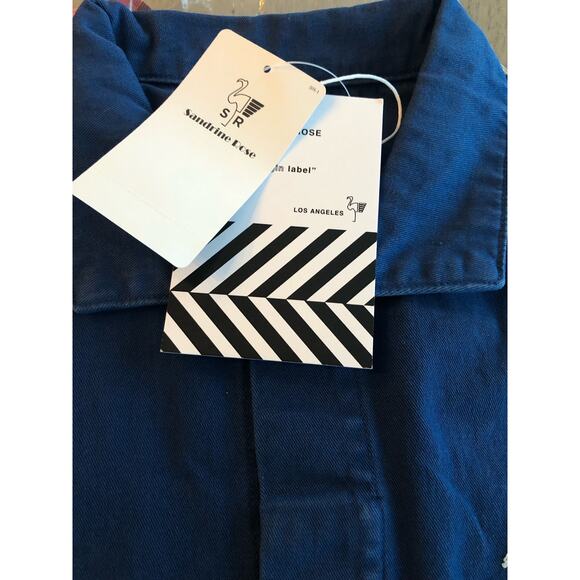 Sandrine Rose Not Yours Cut Away Collar Shirt in Indigo Blue - M - Picture 7 of 7